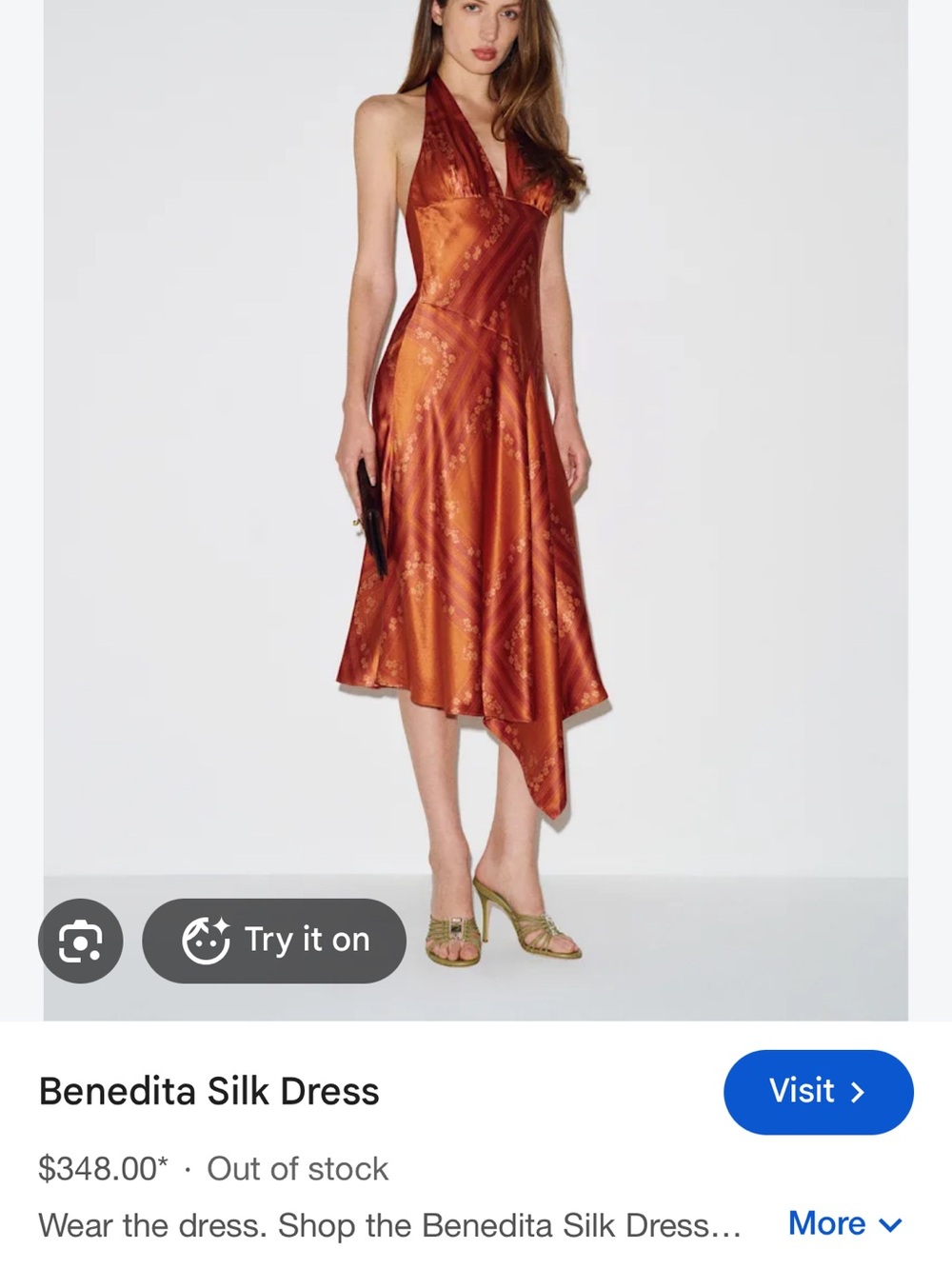 Reformation Benedita Asymmetrical Halter Dress in Copper